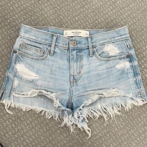 Abercrombie & Fitch Mid Rise Light Wash Shorts